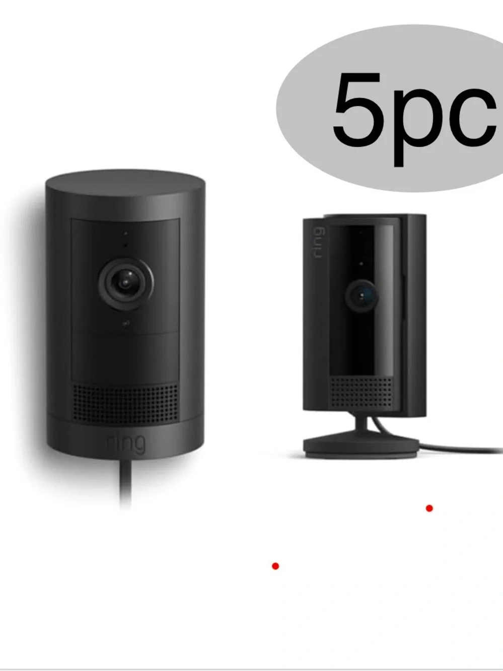 5 cameras Ring Dual Cam System in Black — Outdoor Cam Plus & Plug-In Indoor Cam